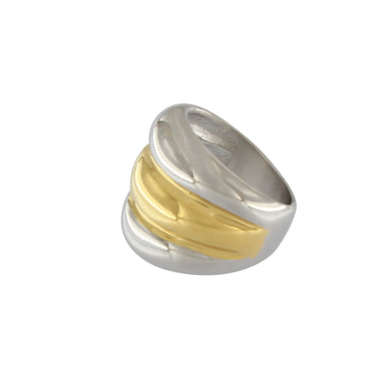 Passion Waterproof 2 Tone Smooth Ring Silver Plating