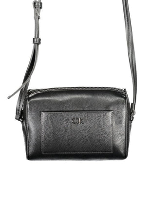 Calvin Klein black polyester shoulder bag crossbody with front pocket and CK logo