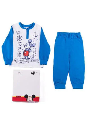Long thin cotton children's pajamas - Mickey Mouse - 98 - medium blue - xlchoice.com