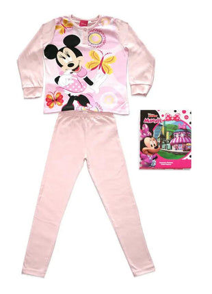 Long Thin Cotton Kids Pyjama - Minnie Mouse Butterflies - Jersey - Light Pink - 98 - xlchoice.com