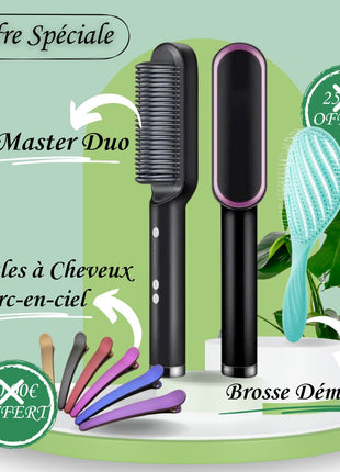 HairMaster Duo - Lisseur 2 en 1 + Brosse Offerte-0