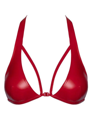 Noir Handmade F392 Red Wetlook Halter Bralette — Decorative Straps - xlchoice.com