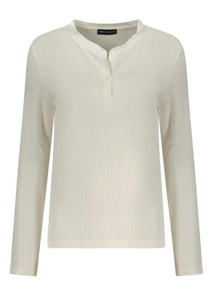 North Sails Bianco Polyester Women Sweater, white ribbed knit with button placket