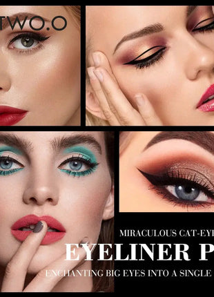 O.TWO.O Eyeliner Stamp Black Liquid Eyeliner Pen Waterproof Fast Dry Double-ended Eye Liner Pencil Make-up for Women Cosmetics - xlchoice.com