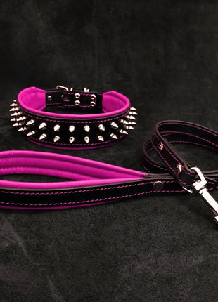 Pink Leather Collar - xlchoice.com