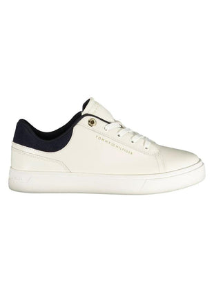 Tommy Hilfiger Bianco polyurethane sneakers, white with navy heel panel and gold logo