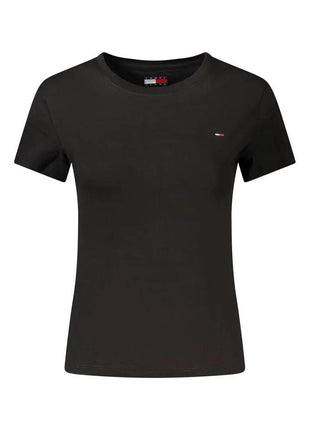 Tommy Hilfiger Black Cotton Women's T-Shirt - xlchoice.com