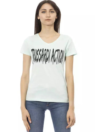 Trussardi Action Light Blue Cotton Women Top - xlchoice.com