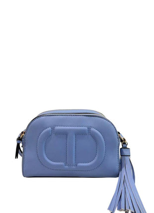 Twinset blue PU women crossbody bag with tassel detail