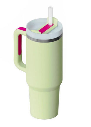 40 Oz Tumbler With Handle Straw Insulated, Stainless Steel Spill Proof Vacuum Coffee Cup Tumbler With Lid Tapered Mug Gifts For Valentine Lover Suitable For Car Gym Office Travel