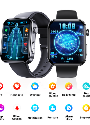 ECG smart watch with blood pressure monitor body temperature heart rate blood oxygen