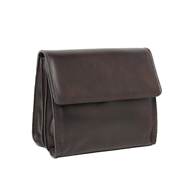 Calfskin shoulder bag-Dark brown