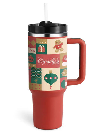 40 Oz Tumbler With Handle Straw Insulated, Stainless Steel Spill Proof Vacuum Coffee Cup Tumbler With Lid Tapered Mug Gifts For Valentine Lover Suitable For Car Gym Office Travel