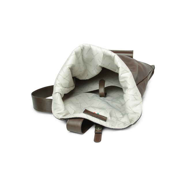 Full grain leather back pack - dark brown