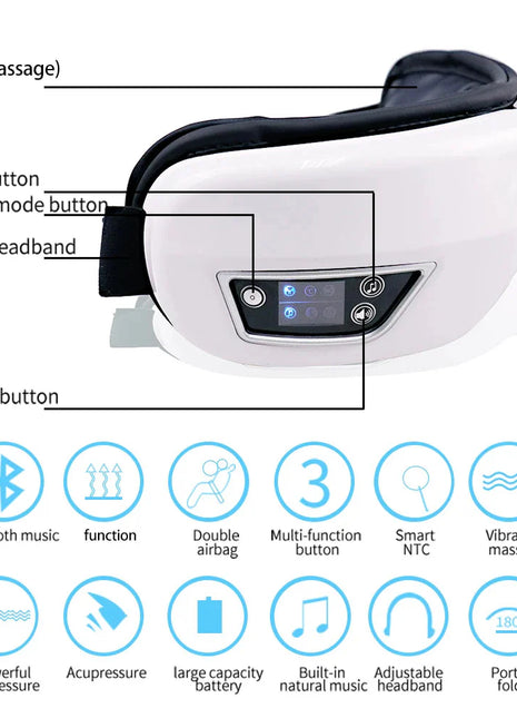 6D Smart Eye Massager Vibration Airbag Compress Eye Care Instrument Bluetooth Music Eye Massage Glasses Eye Relax Fatigue - xlchoice.com