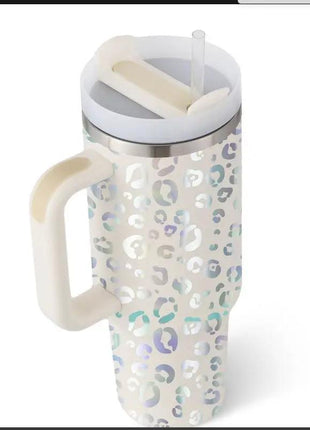 40 Oz Tumbler With Handle Straw Insulated, Stainless Steel Spill Proof Vacuum Coffee Cup Tumbler With Lid Tapered Mug Gifts For Valentine Lover Suitable For Car Gym Office Travel