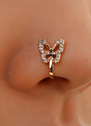 Personalized U-Shaped Diamond-Studded Butterfly European And American Non-Hole Nose Clip