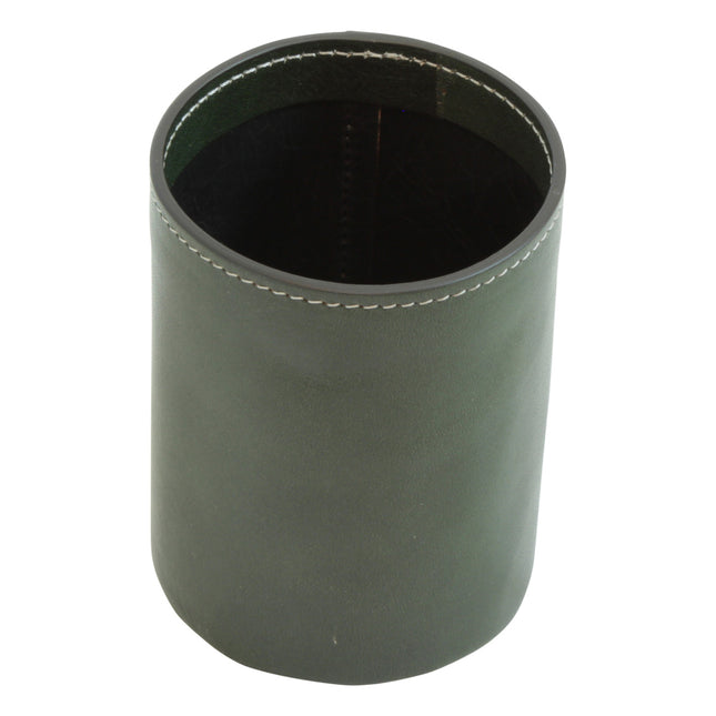 Leather pen cup - green