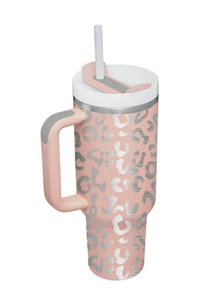 40 Oz Tumbler With Handle Straw Insulated, Stainless Steel Spill Proof Vacuum Coffee Cup Tumbler With Lid Tapered Mug Gifts For Valentine Lover Suitable For Car Gym Office Travel
