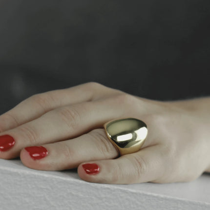 Courage Waterproof Chunky Oval Statement Ring Silver Plating