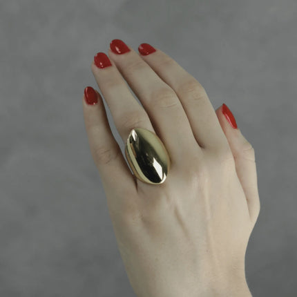 Courage Waterproof Chunky Oval Statement Ring Silver Plating