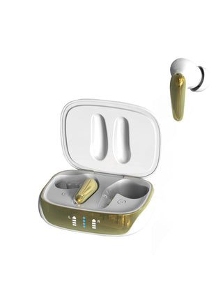 AIR Focus ANC Pearl White and Gold Active Noise Cancelling Earbuds (In Ear Wireless Headphones) - XLchoice