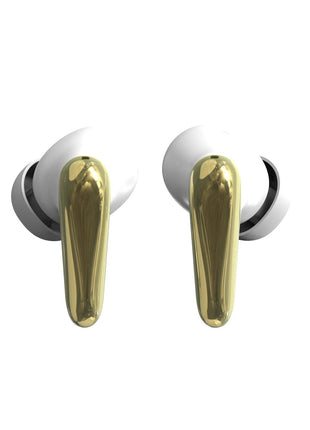 AIR Focus ANC Pearl White and Gold Active Noise Cancelling Earbuds (In Ear Wireless Headphones) - XLchoice
