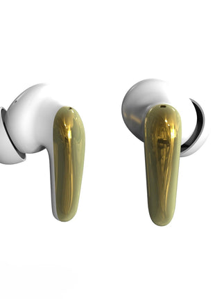 AIR Focus ANC Pearl White and Gold Active Noise Cancelling Earbuds (In Ear Wireless Headphones) - XLchoice
