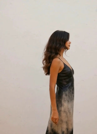 Andromeda Silk Dress in Dark Matter - xlchoice.com