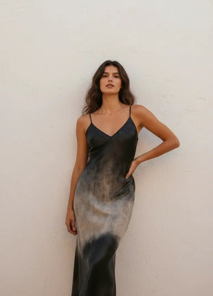 Andromeda Silk Dress in Dark Matter - xlchoice.com
