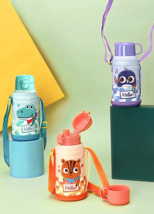 Animal Friends Kids 3 Lid 550ml Mint Insulated Water Bottle-1