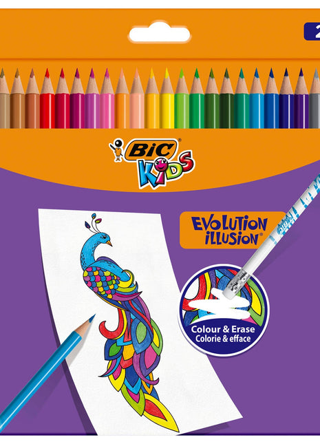 Bic kids illusion - colored pencils - children and adults - different colors - pencil - 24 pieces - xlchoice.com
