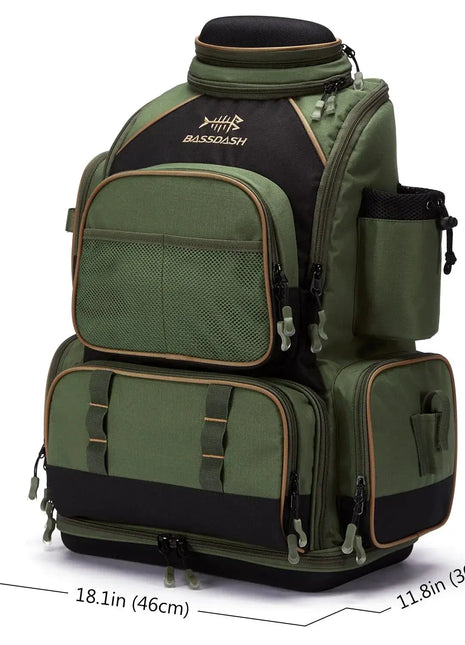 NNEOBATackle Backpack with Rain Cover Rod Holders Army Green - xlchoice.com