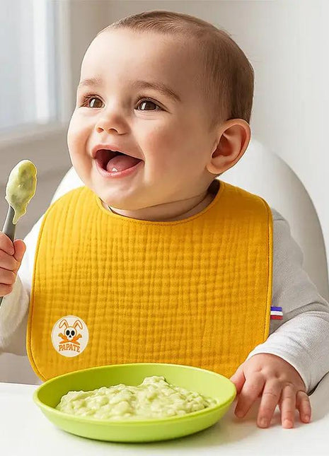 Bavoir camel en coton bio papate bebe