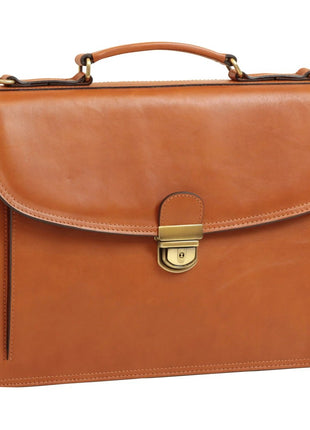 Briefcase with leather shoulder strap - Brown Colonial - XLchoice