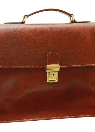 Leather Laptop Briefcase - Brown - XLchoice