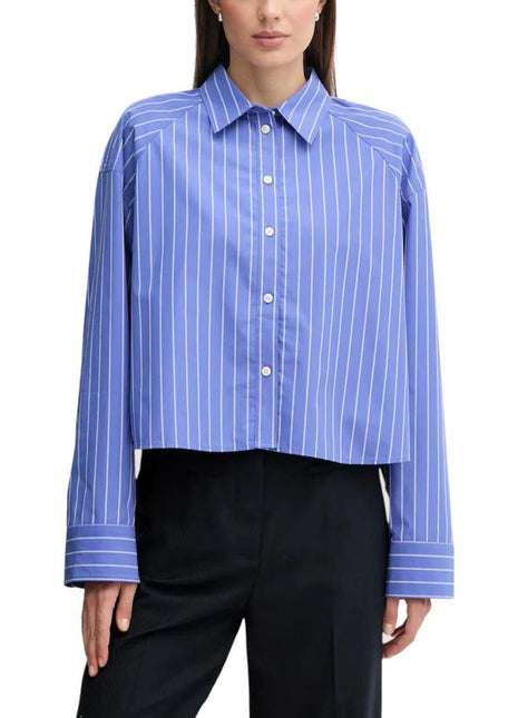 Calvin Klein Jeans Vertical Stripe Boxy Cropped Cotton Shirt - XLchoice