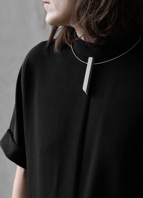 COLUMN NECKLACE & SQUARE EARRINGS | Sculptural Minimalist Set-1