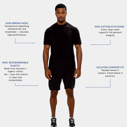 Men's Merino Wool Sports T-shirt - Dark Blue