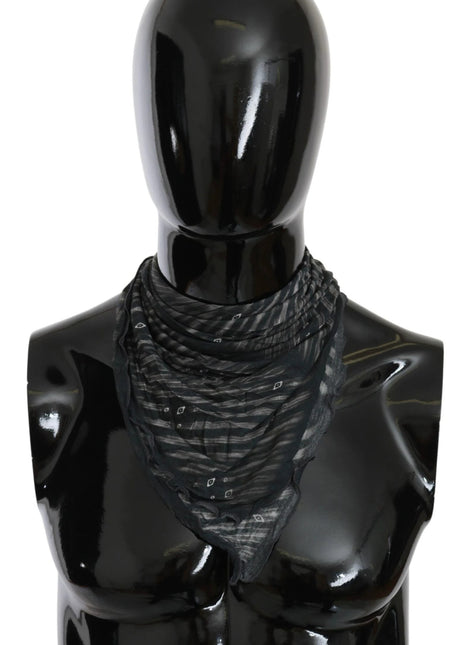 Costume National Black Gray Viscose Foulard Branded Scarf - XLchoice