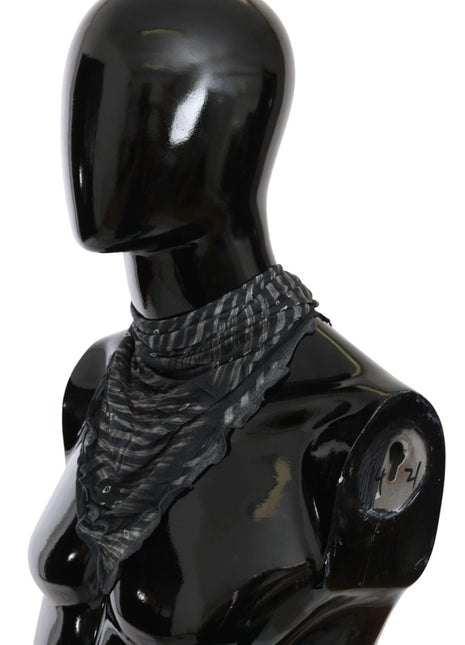 Costume National Black Gray Viscose Foulard Branded Scarf - XLchoice