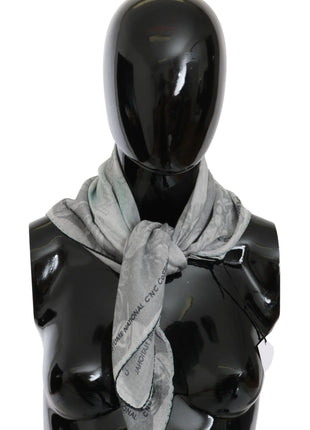 Costume National Gray Silk Shawl Foulard Wrap Scarf - XLchoice