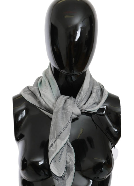Costume National Gray Silk Shawl Foulard Wrap Scarf - XLchoice