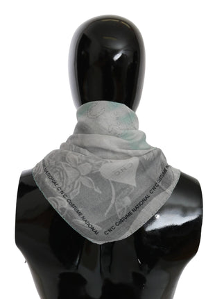 Costume National Gray Silk Shawl Foulard Wrap Scarf - XLchoice