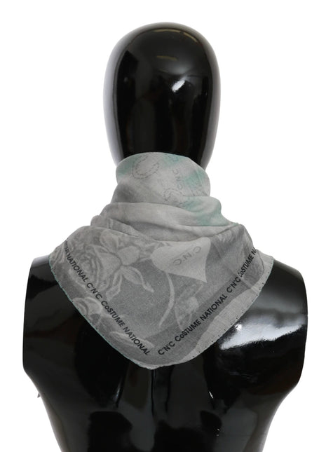 Costume National Gray Silk Shawl Foulard Wrap Scarf - XLchoice