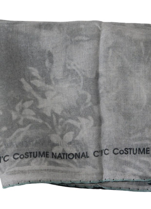 Costume National Gray Silk Shawl Foulard Wrap Scarf - XLchoice