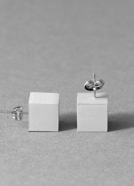 CUBE Earrings – Minimalist Geometric Grey Statement Earrings-1