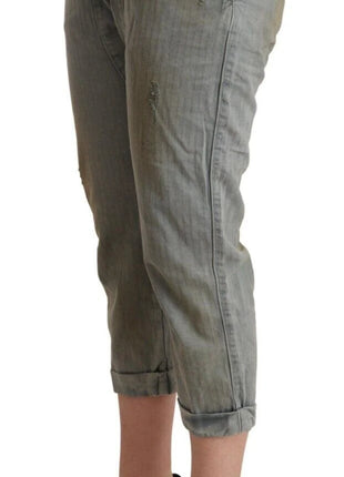 CYCLE Gray 100% Cotton Mid Waist Skinny Cropped Pants - XLchoice