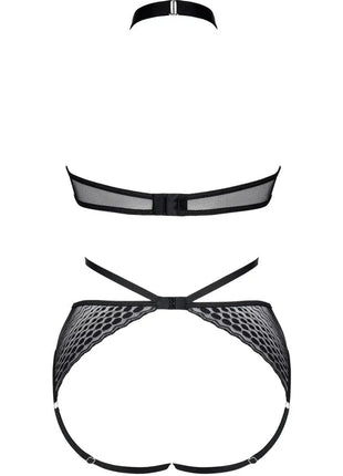 Demoniq Reyna Black Open Bodysuit — Stretch Mesh & Lace - xlchoice.com