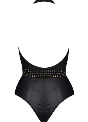 Demoniq Samantha Black Wetlook Bodysuit — Two-Texture Design - xlchoice.com